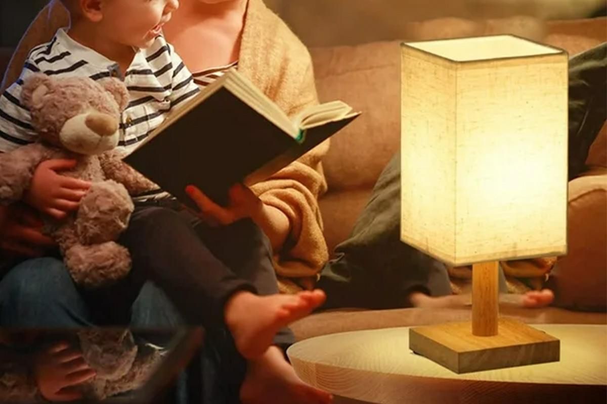 Bedside Table Lamp for Bedroom Minimalist Nightstand Lamp with Square Fabric Shade Reading Desk Lamp Night Lamp β image 4