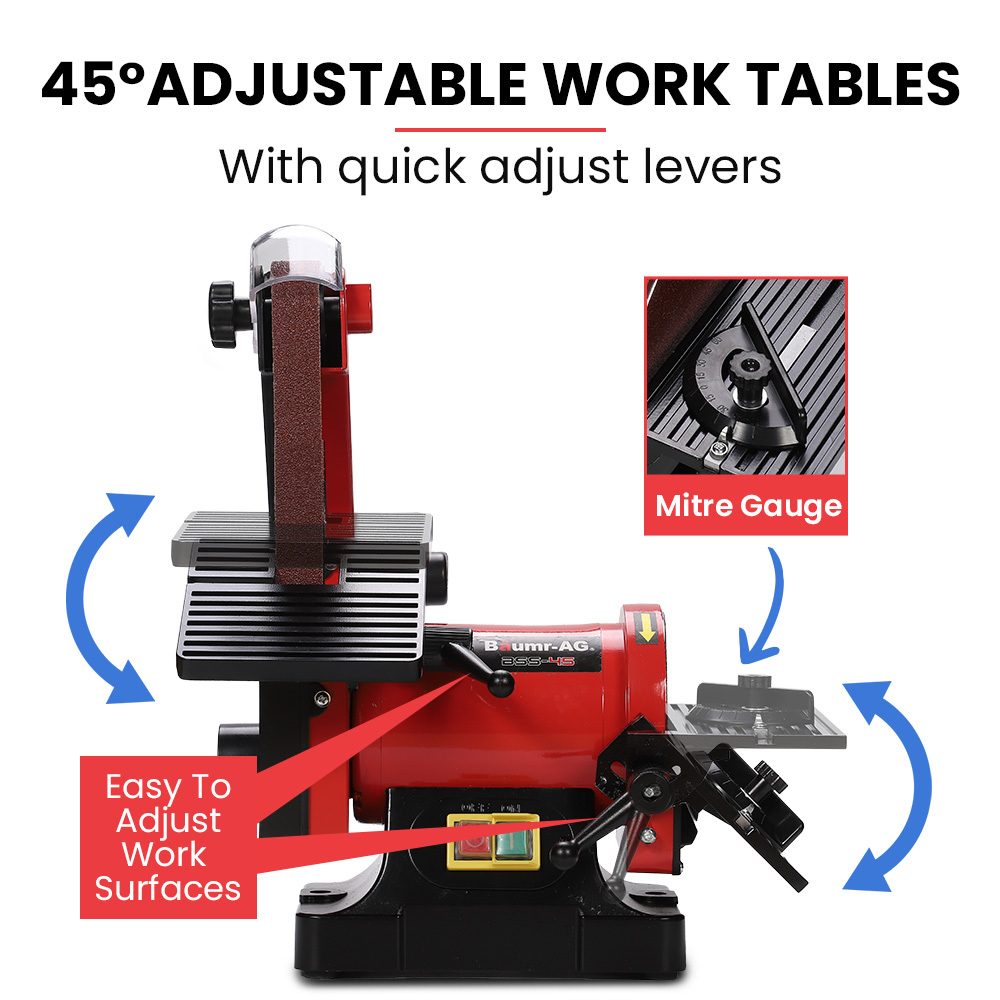 BAUMR-AG Bench Vertical Belt and Disc Sander Combo, 25mm Linisher, 125mm Sanding Disc, Brushless Motor, Dust Collection Ports โ image 5