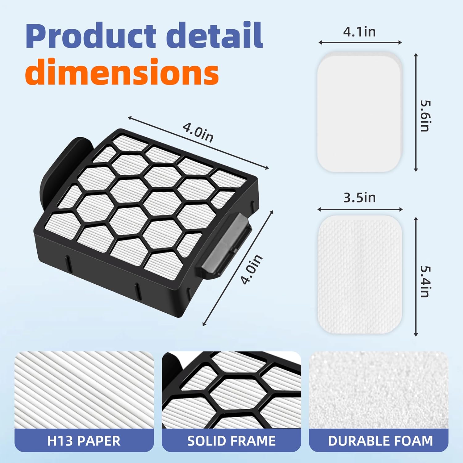 6 Foam Filter + 2 Hepa Filter Replacement for Shark ZU62 ZU60 NV255 NV150 NV251 NV151 Navigator Rotator Pet Pro Upright Vacuum Part 1238FT60 1239FT60 โ image 3