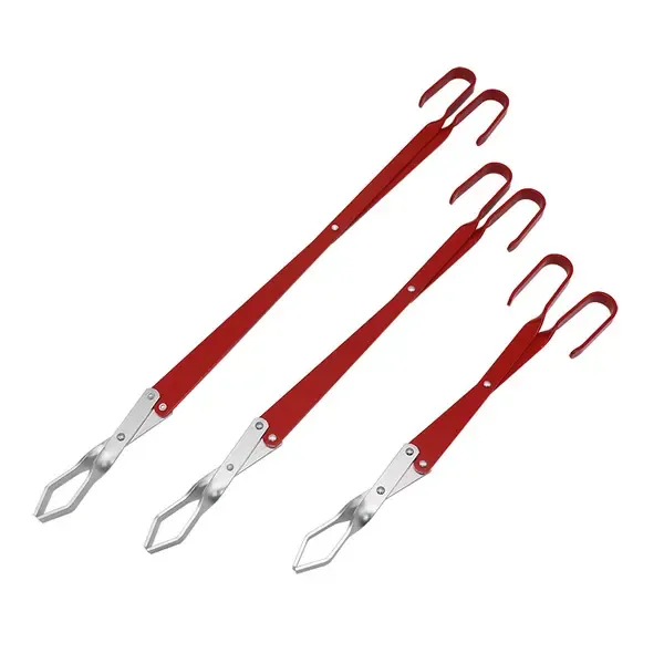 BBQ Charcoal Tongs with Long Aluminium Handle for Home Kitchens, Outdoor Grilling, Campfires and Fireplace Use, Red — image 5