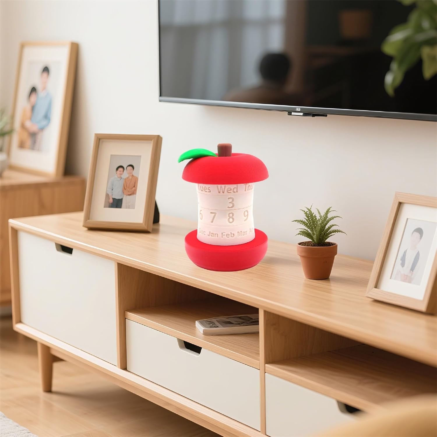 Calendar in the shape of an apple - Fun 3D-printed desk calendar - Rotatable display of date/month/day of the week - Perfect as decoration for home offices and โ image 4