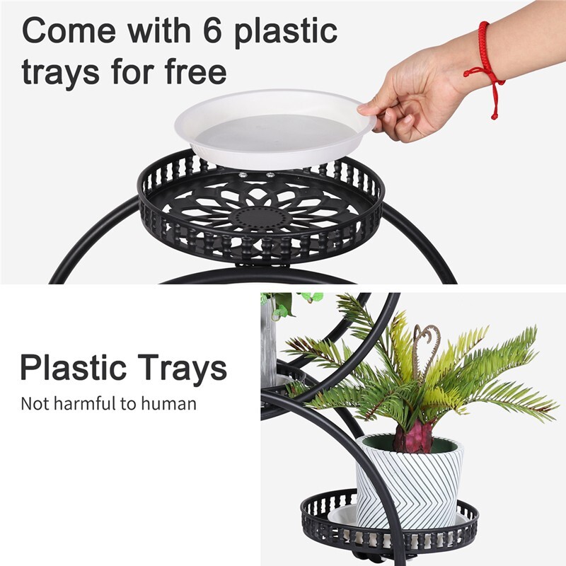 4 Layer 6 Pots Metal Plant Stand Flower Holder Rack Display Holder Shelf Garden — image 2