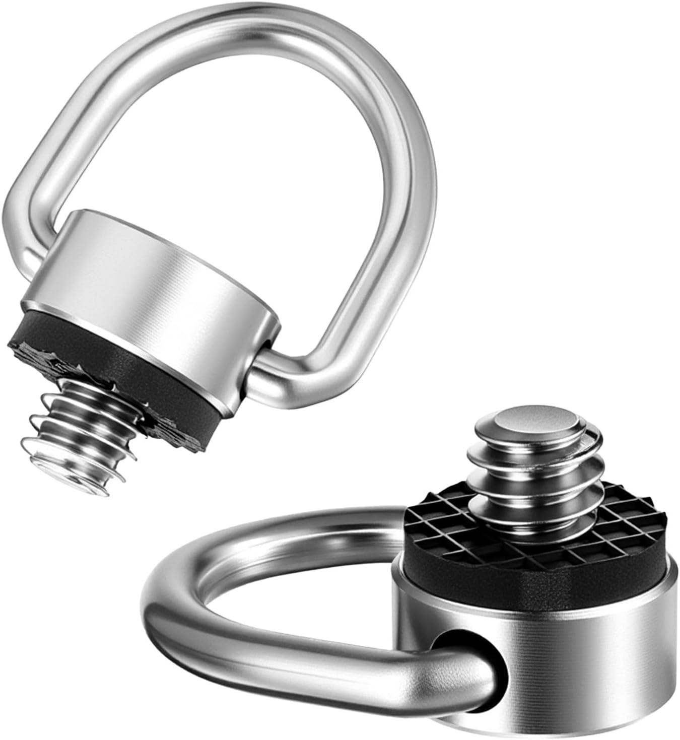 2 Pack D Ring Screw, 1/4"-20 Thread Camera Aluminum Alloy Fixing Screw with Rubber Padded Hinged Holder Quick Release Wrist Strap Sling Accessories for Tripod