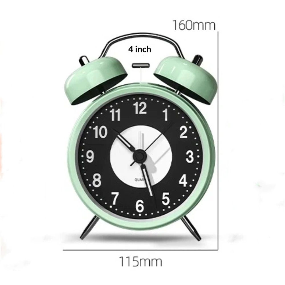 Alarm Clock | Modern take on Classic Bell Clock | Easy to Read Numbers | Ideal for Bedside, Desk or Shelf | Modern Retro Bedroom & Office Accessory — image 4