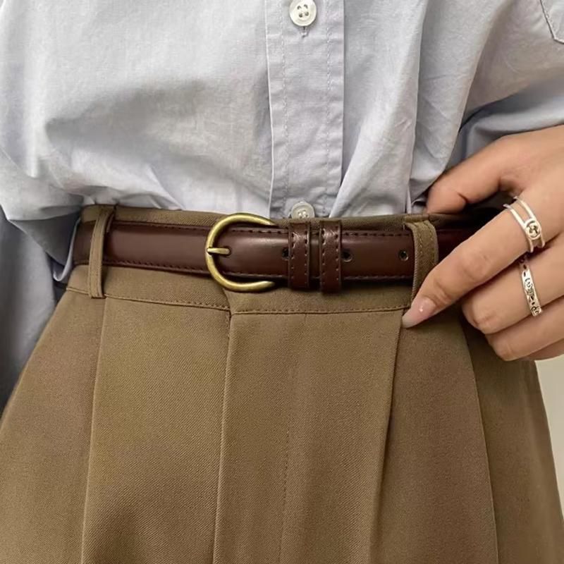 Female Women Candy Color Pu Leather Belt Dress Strap Thin Waistband Waist Belts - Black โ image 5