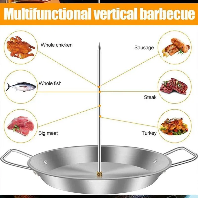 Stainless Steel Vertical Skewer Grill Pan Barbecue Kebab Rack Grill Cooking Tool — image 5