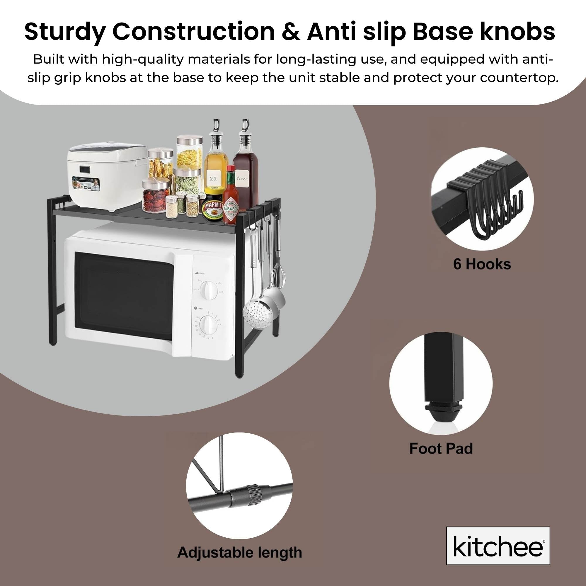 Kitchee Microwave Single Shelf - Expanding Storage Rack Kitchen Organiser Stand โ image 4