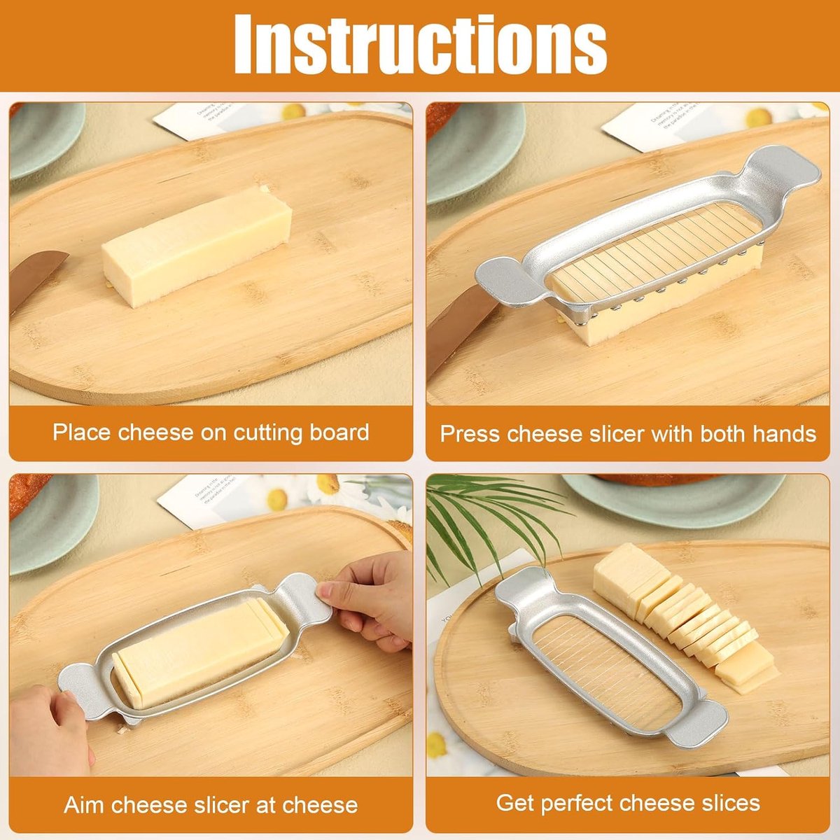 Butter and cheese slicer - 304 stainless steel, multifunctional kitchen tool for cutting butter - Cheese and fruit — image 3