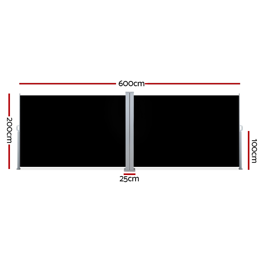 Instahut Side Awning Outdoor Blinds Sun Shade Retractable Screen 2X6M BK โ image 2