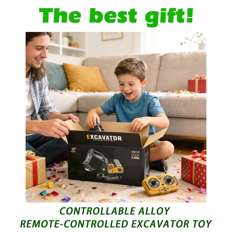 2.4G Remote Control Excavator Alloy Excavator Model Engineering Car Remote Control Car Boy Girl Unlimited Rotation - Larger 1/18 Scale Remote Control Excavator — image 5