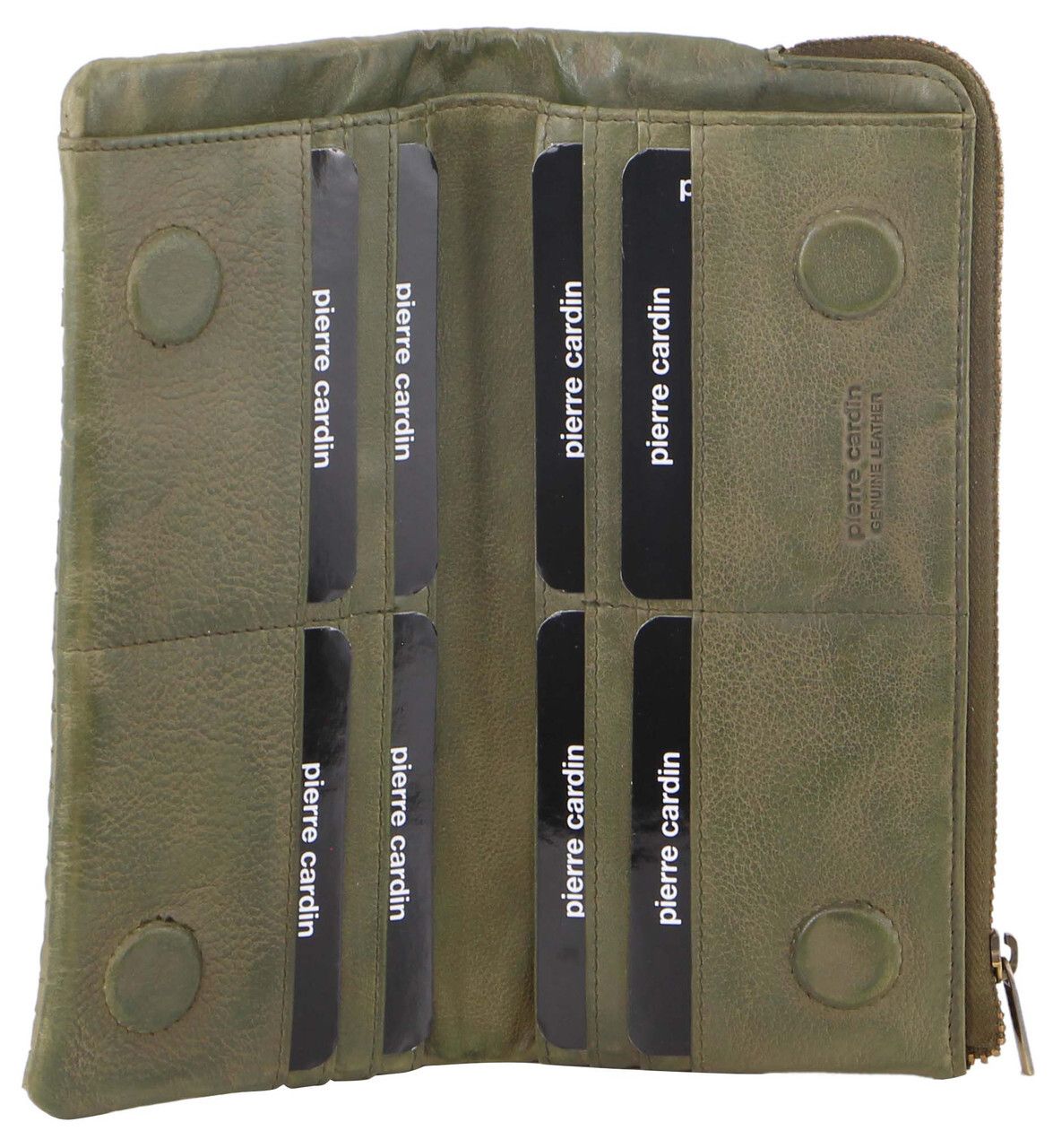 Pierre Cardin Womens Soft Rustic Leather Wallet Coin RFID Purse - Olive — image 2
