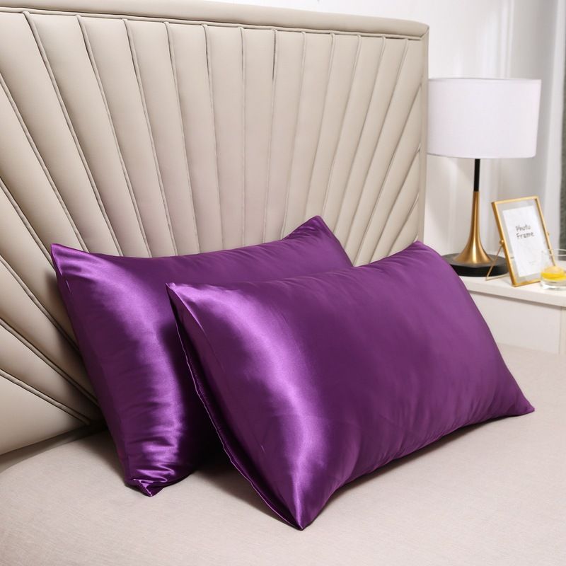 Pillowcase Polyester 60 Thread Count Solid Color Violet 48 × 74cm【1 pack】
