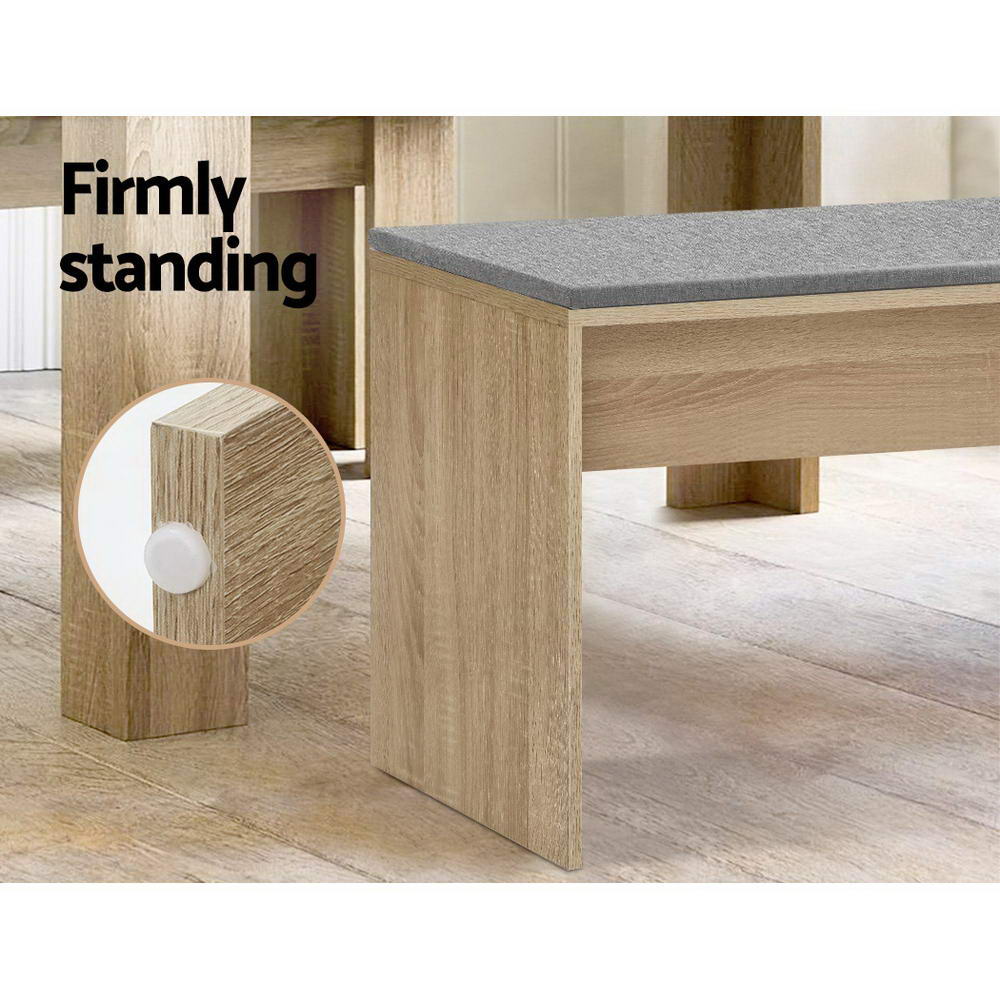 Artiss Dining Bench Upholstery Seat Wooden Chair Oak 90cm โ image 5