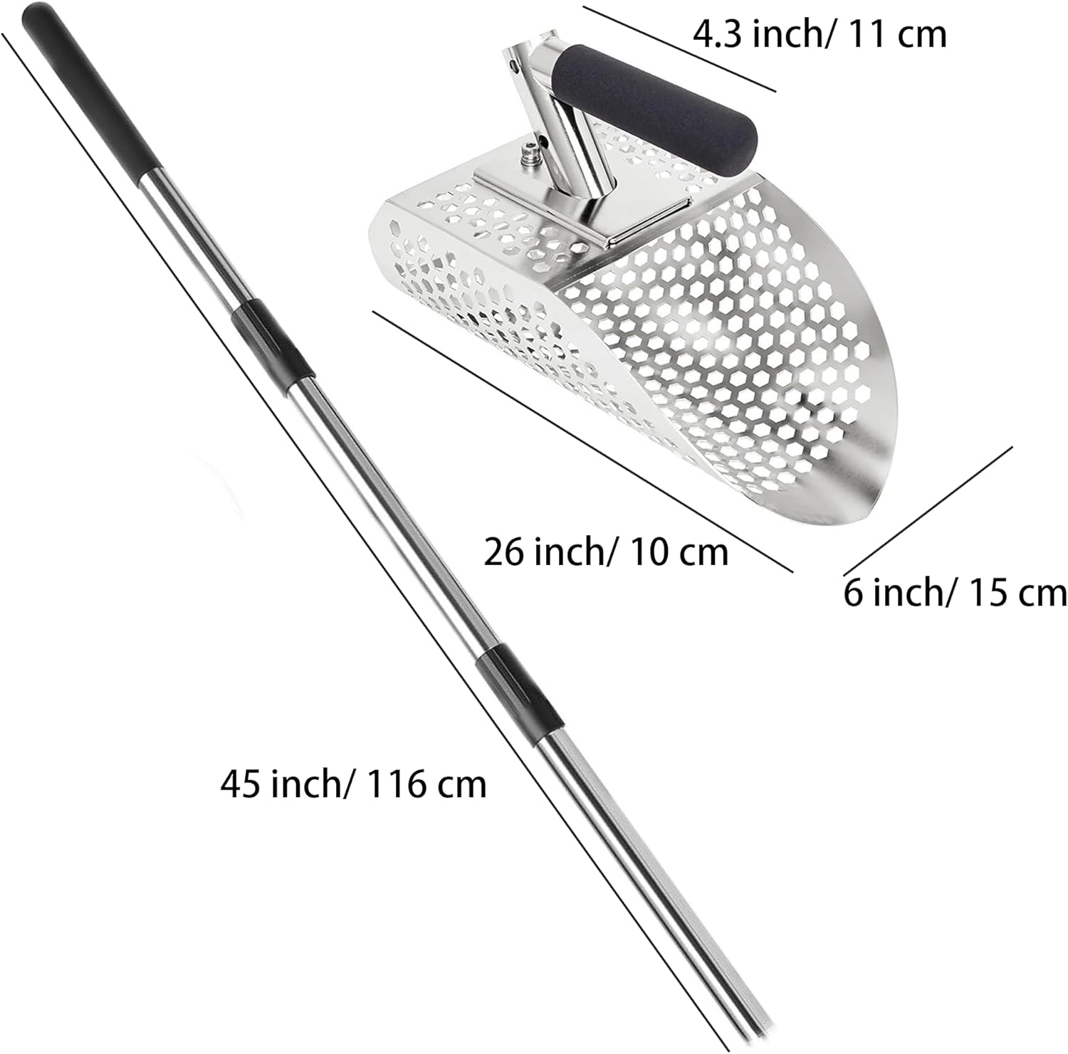Sand Scoop for Metal Detecting, Heavy Duty Metal Detector Beach Finds Scoop, Stainless Steel Metal Detecting Tool Digging Shovel Fast Sifting Stainless Steel โ image 2