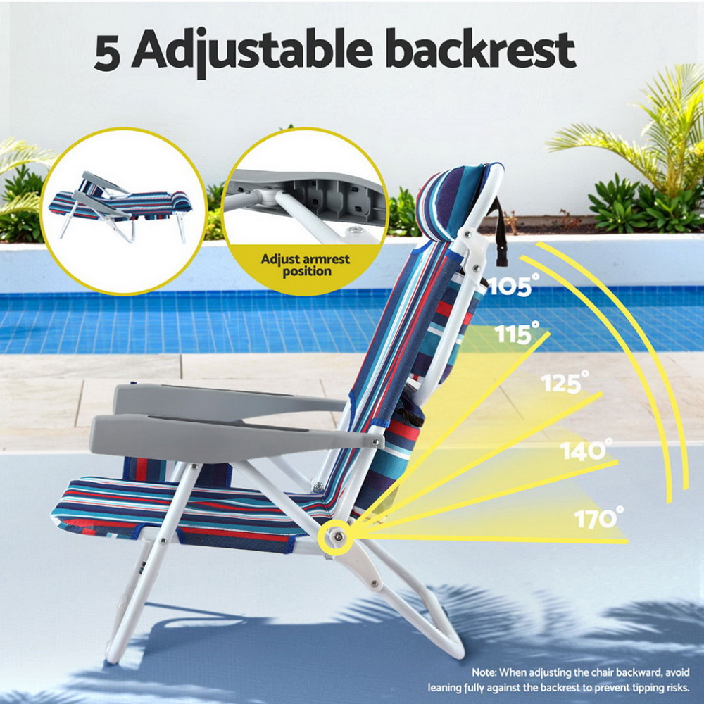 Gardeon Outdoor Chairs Beach Chair Backpack Cooler Storage Lightweight Fishing Blue โ image 3