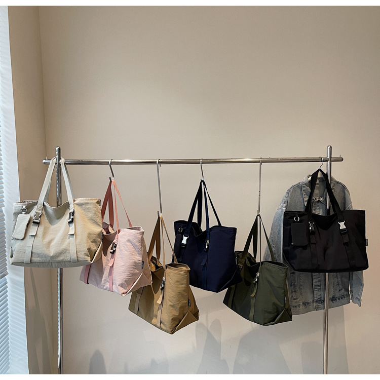 Pink Women's Large Capacity Nylon Tote Bag - Stylish Casual Shoulder with Detachable Pouch โ image 3