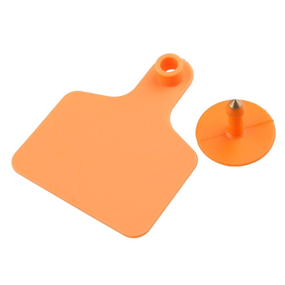 100x Cattle Ear Tags 6 × 7cm Set - Medium Orange Blank Cow Sheep Livestock Label