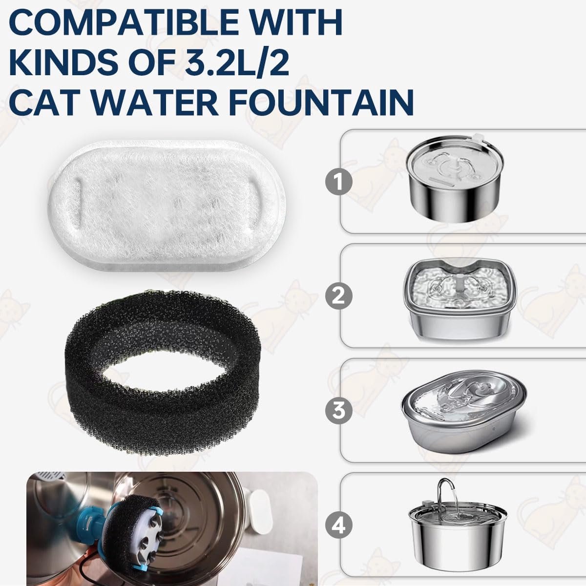 Cat Drinking Fountain Filters - 24 x Cat Fountain Filters - Filter Cartridges for Pet Water Dispensers - Drinking Fountain Filter Refills - Water Filter & — image 2