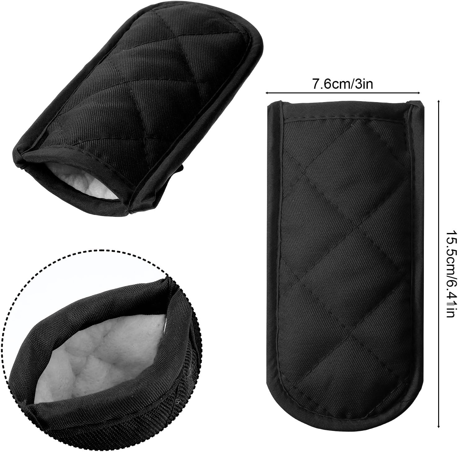 Xindojuz 4 PCS Cast Iron Skillet Handle Covers, Pan Pot Handle Holders Heat Resistant Non-Slip Cotton Cast Iron Handles Sleeves Mitt Protector for Kitchen, BBQ