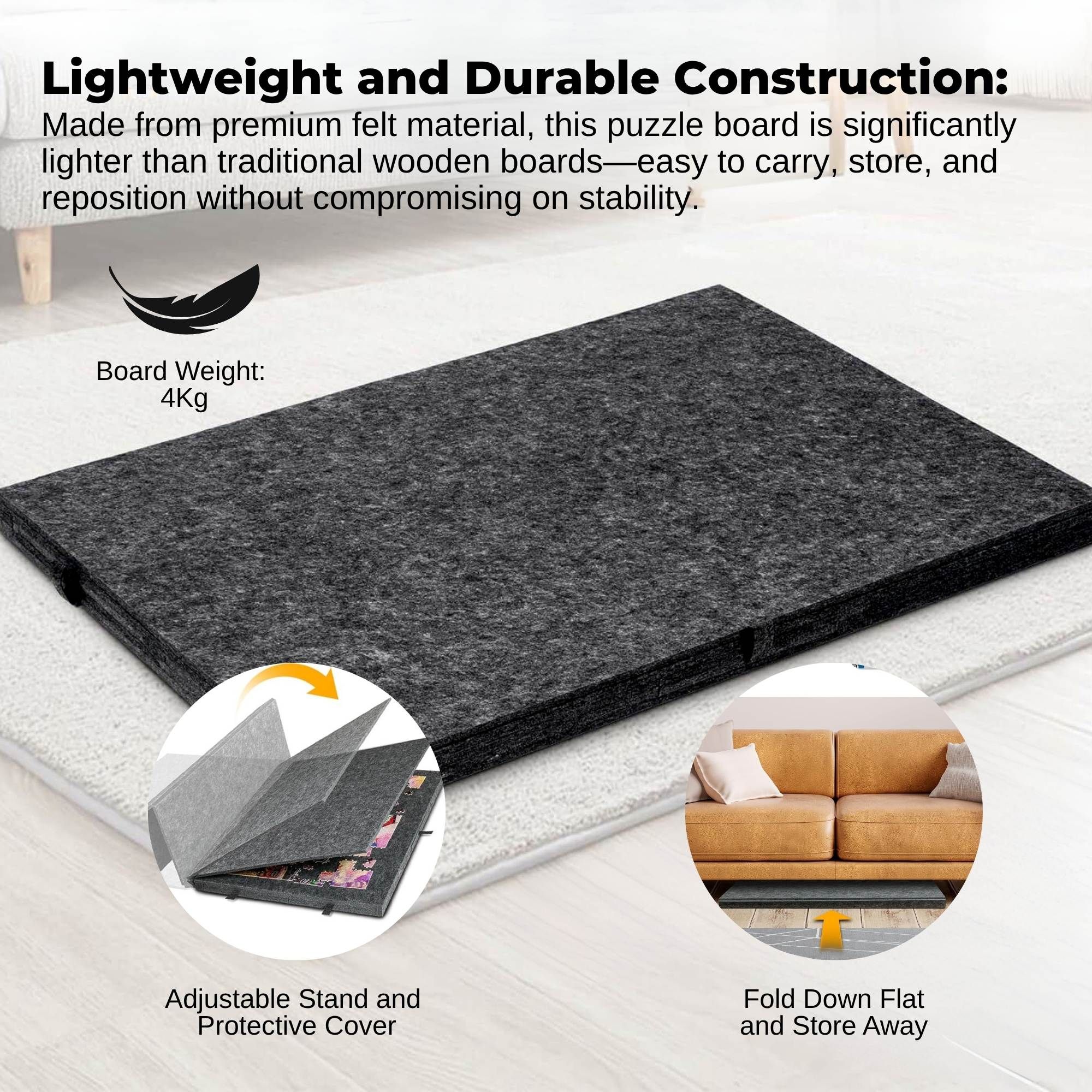 Social Hike Puzzle Board 1500 pcs - Felt Tilting Portable Cover + Drawers Grey — image 4