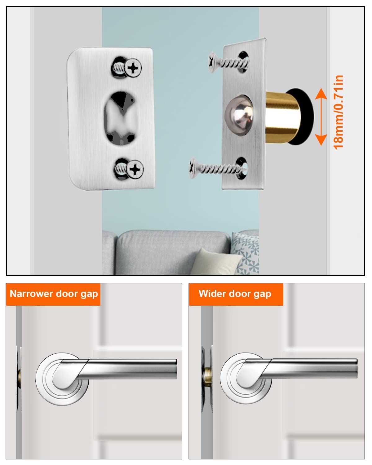Ball Catch Door Hardware Jiay Door Ball Catch Top of Door French Door Ball Catch Latch Adjustable Roller Ball Catch Drive โ image 3