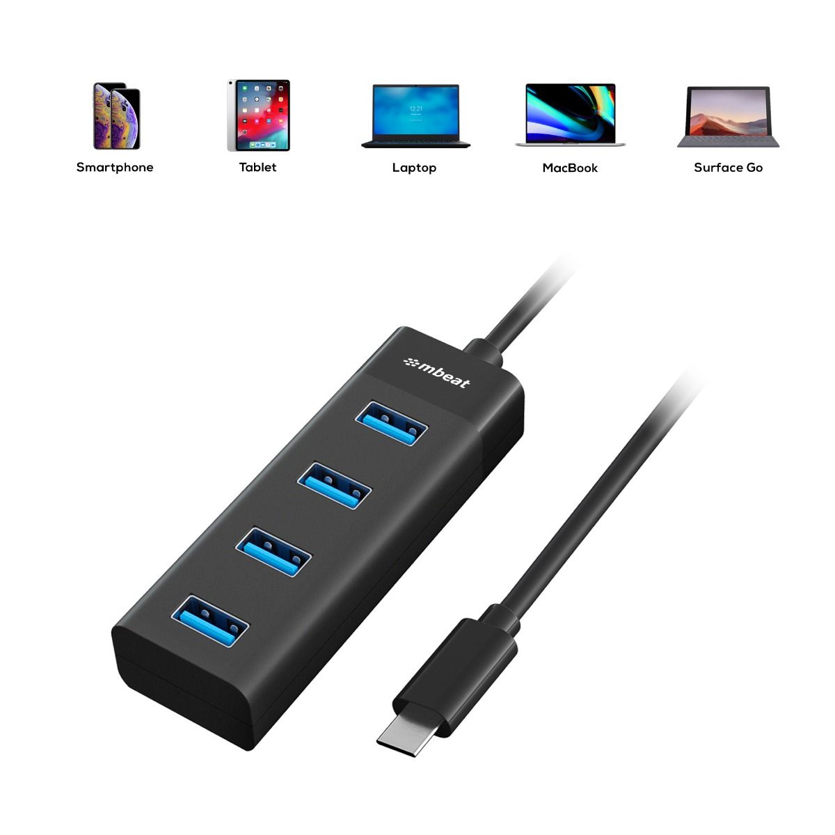 mbeat 4-Port USB-C Hub with USB-C DC Port — image 5