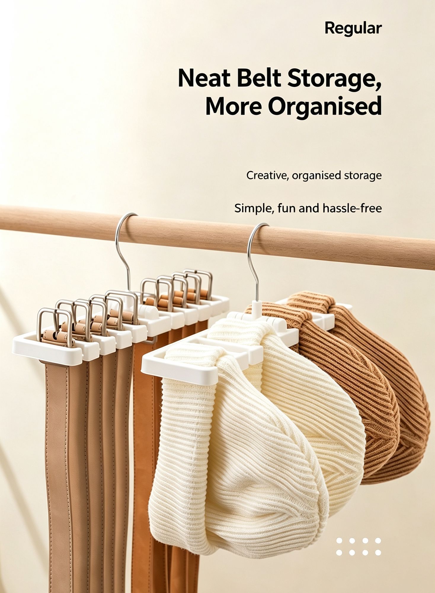 Multi‑Hole Belt Organiser Hanger,10‑Slot Closet Storage Rack for Ties Scarves Belts,Brown 2‑Pack,Space‑Saving Household Accessory,Christmas Halloween Home — image 2