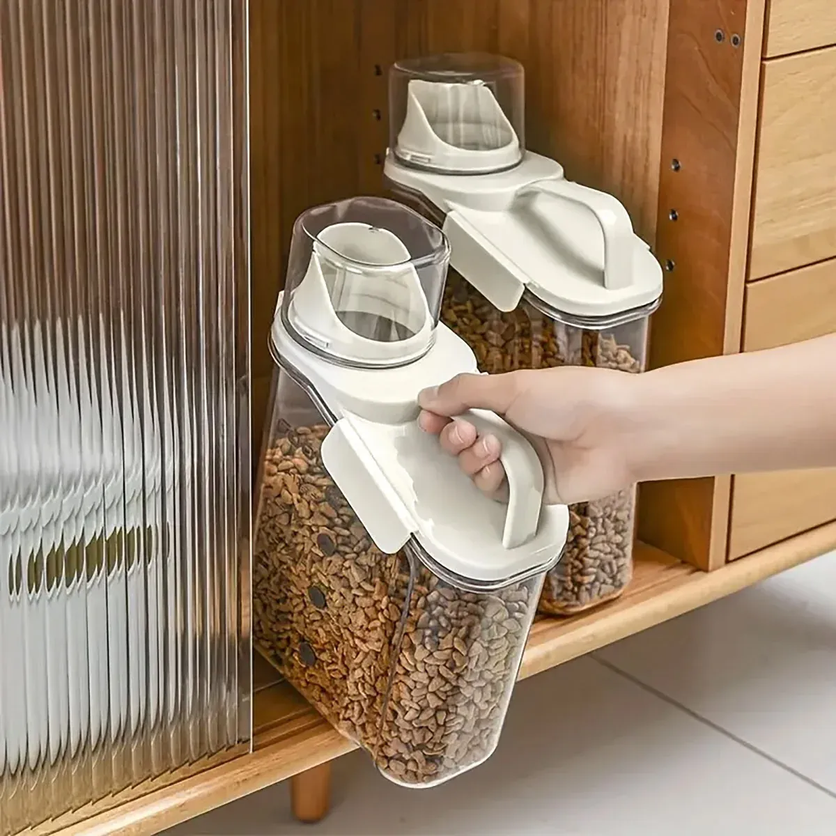 2Sizes Portable Transparent Grain Storage Jar Cat Food Rice Snack Tea Container - 2000ML — image 6
