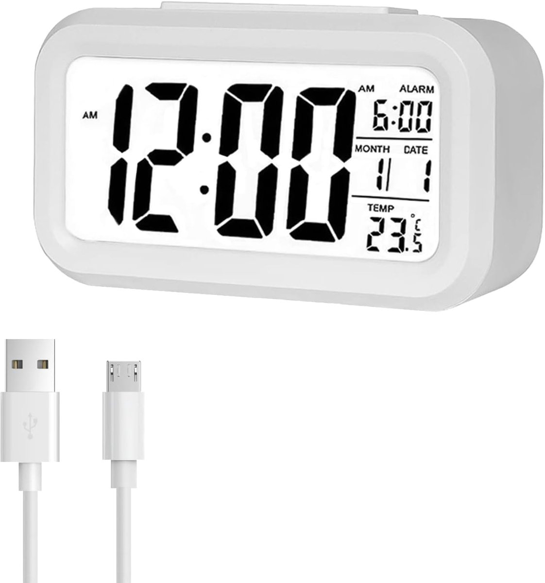 alarm clock - Digital Clock (rechargeable) - digital alarm clocks - LED alarm clock with temperature - Children's Alarm clock - snooze function - calendar