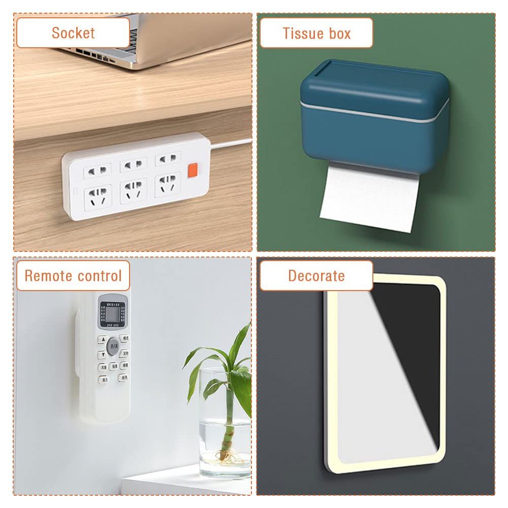 Adhesive Punch Free Socket Holder, Mountable Plug in Socket Fixer Bracket Self Adhesive Desktop Socket Fixer (4 Color, 4PCS) โ image 4
