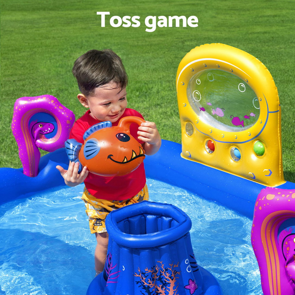 Bestway Kids Inflatable Play Splash Pool with Slide Ball Tossing Toys Coral Basket โ image 5