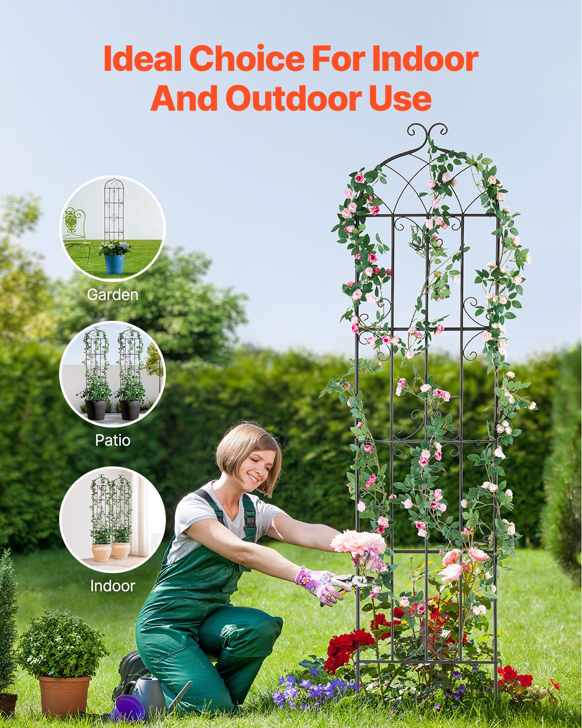 Garden Trellis for Climbing Plants, 87 × 20 in, 4 Packs Rustproof Metal Garden Flower Trellis, Outdoor Climbing Rose Trellis Cucumbers Support, Decorative — image 6