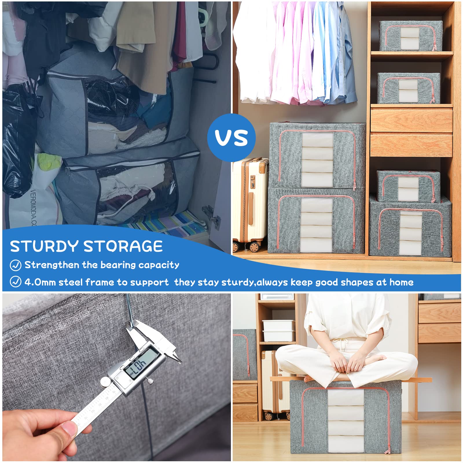 24L Cloth Storage Box Closet Organizer Storage Bags Clothes Storage Bags Wardrobe Organizer Idea Grey โ image 5