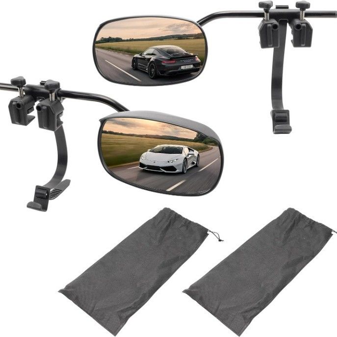 Universal Clip on Towing Mirrors Extensions for Towing, Side Mirror Extenders for Towing with RainProof, Convex Rearview Mirror, Tow Mirrors for Car Truck