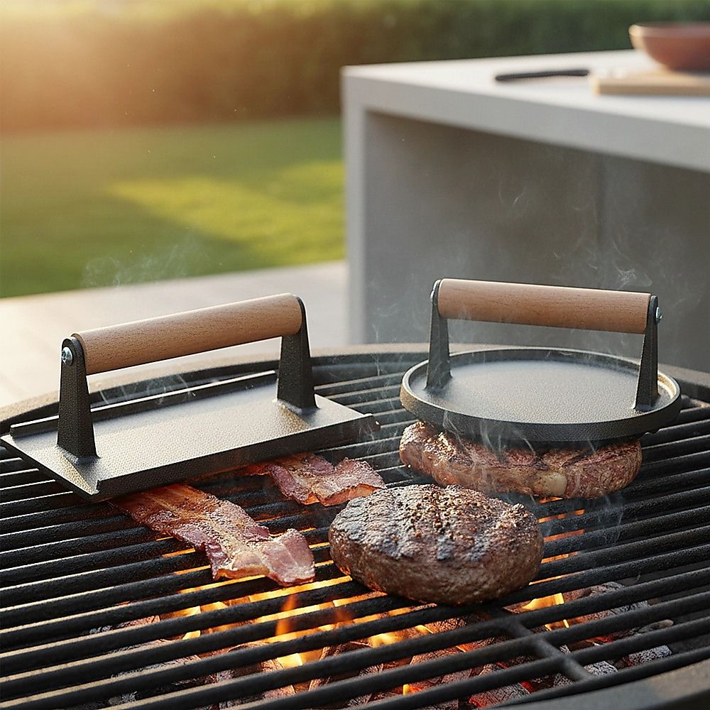 BBQ Steak Press with Handle Heavy Duty Grill Tool — image 2