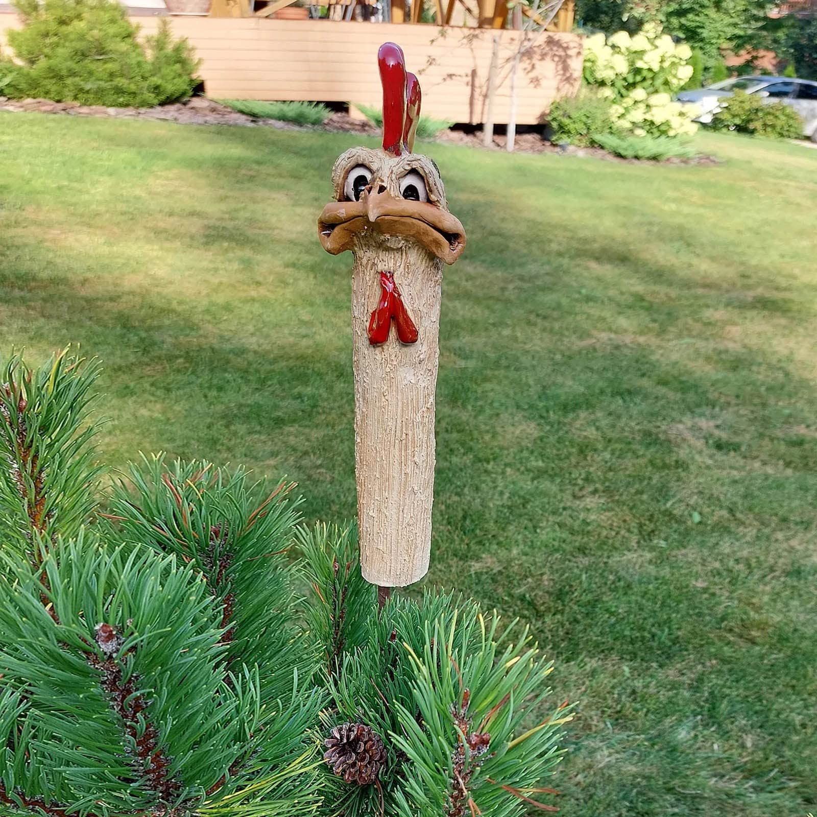 Chicken Statue Decor, Funny Resin Chicken Ostrich Garden Sculpture for Courtyard Outdoor Garden Silly Yard Art Housewarming Gift — image 3
