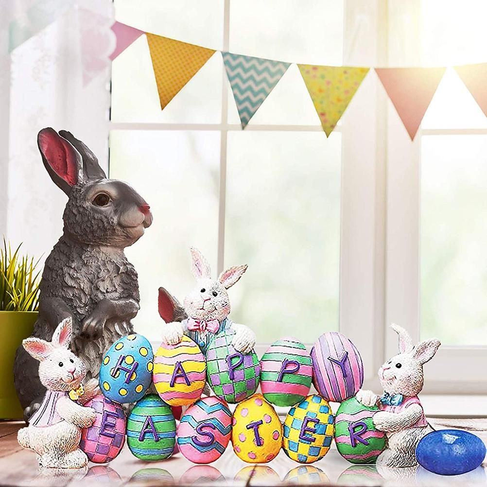 Easter Spring Bunny Decoration Tabletop Easter Decorations Cute Craft Easter Bunny Figures Farmhouse Home Decor — image 4