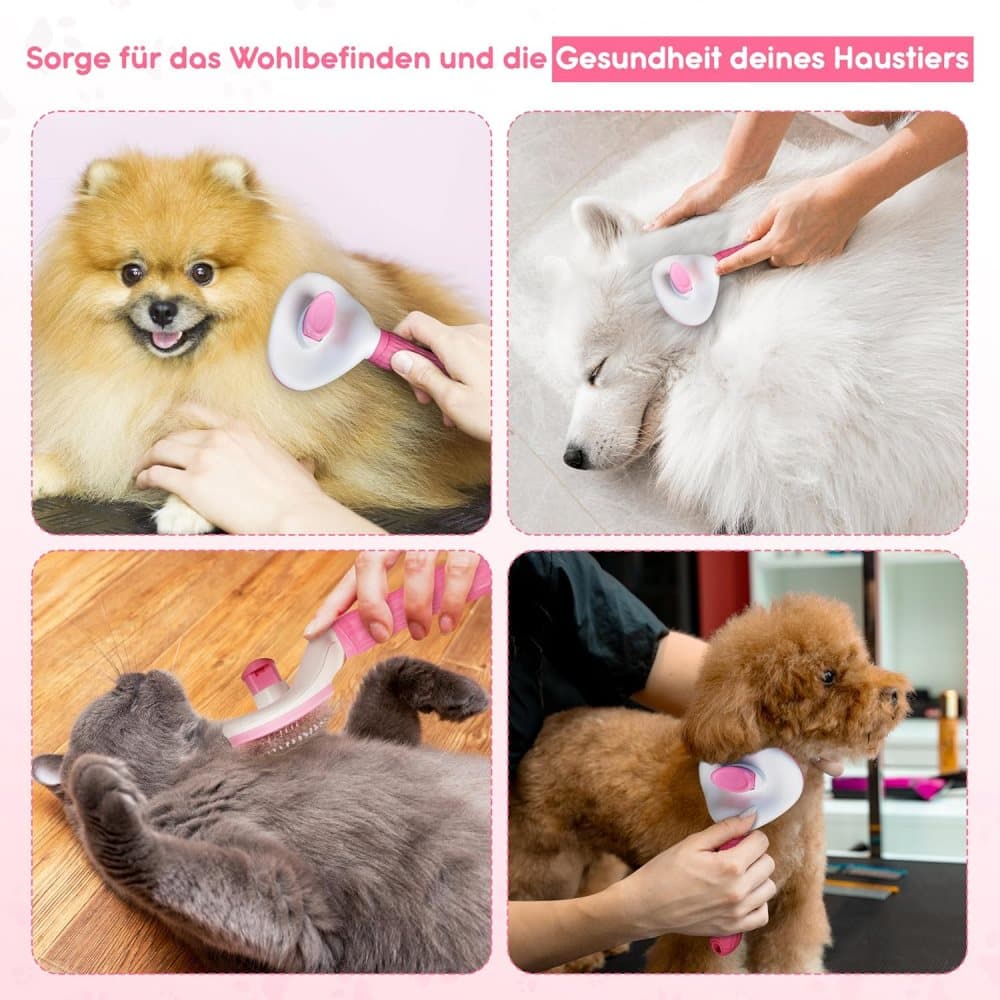 Dog brush and fur brush for dogs and cats, Pink — image 5