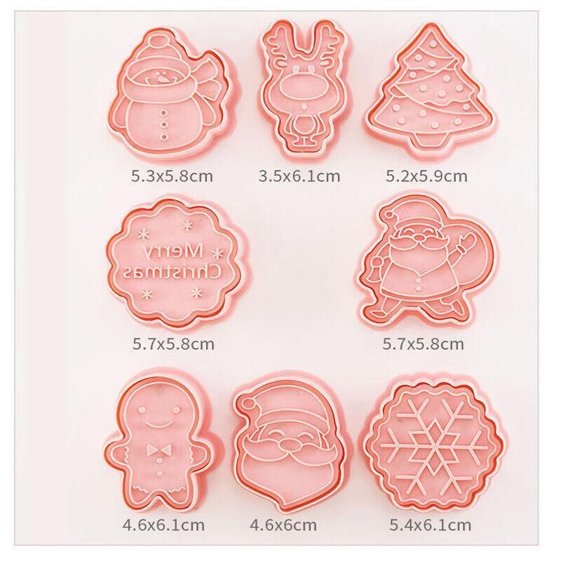 8PCS Christmas Cookie Cutter Set 3D Biscuit Moulds for Baking Fondant Pastry — image 3