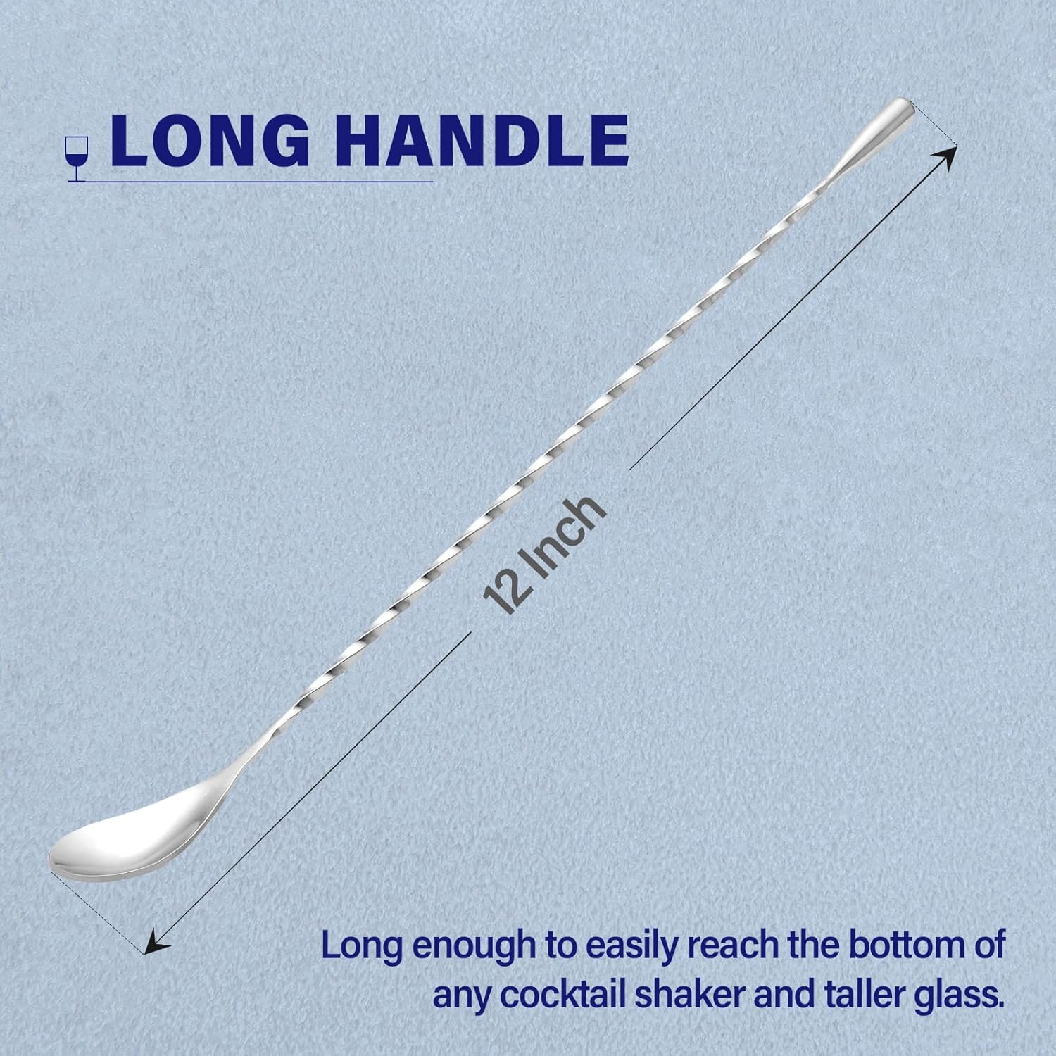 Bar Spoon Cocktail Mixing Stirrers for Drink, Stainless Steel 12 Inches Long Handle, Silver 2 Pieces โ image 2