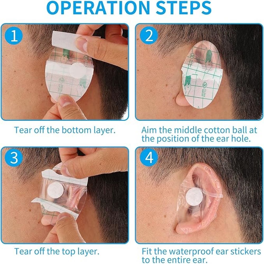 Ear Covers for Shower, 120 Pieces Waterproof Ear Stickers for Adults Ear Covers for Swimming Shower Ear Protectors with Waterproof Cotton Ear Plugs โ image 3