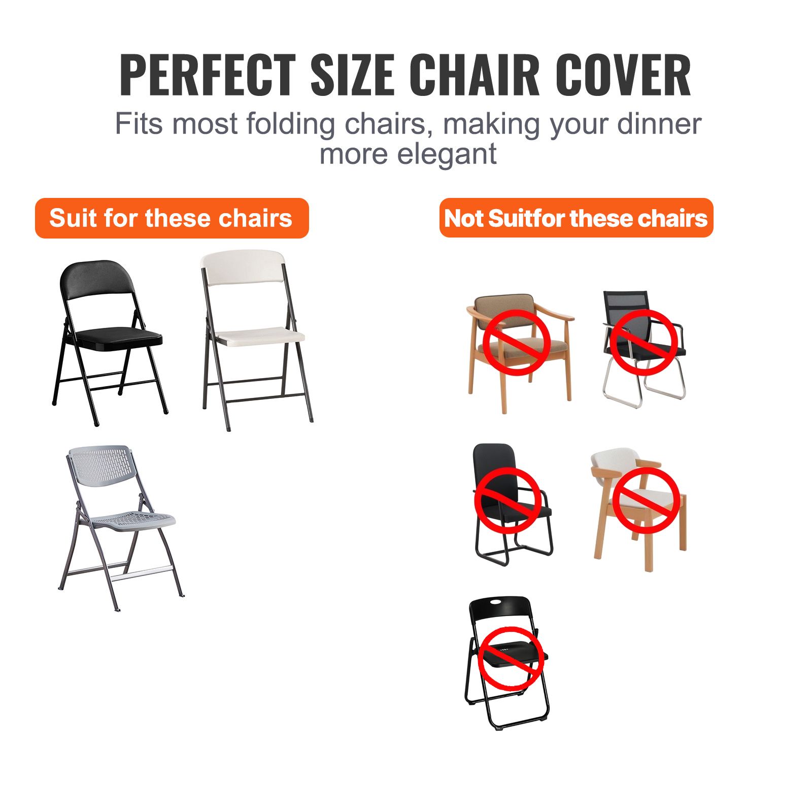Stretch Spandex Folding Chair Covers, Universal Fitted Chair Cover, Removable Washable Protective Slipcovers, for Wedding, Holiday, Banquet, Party — image 3