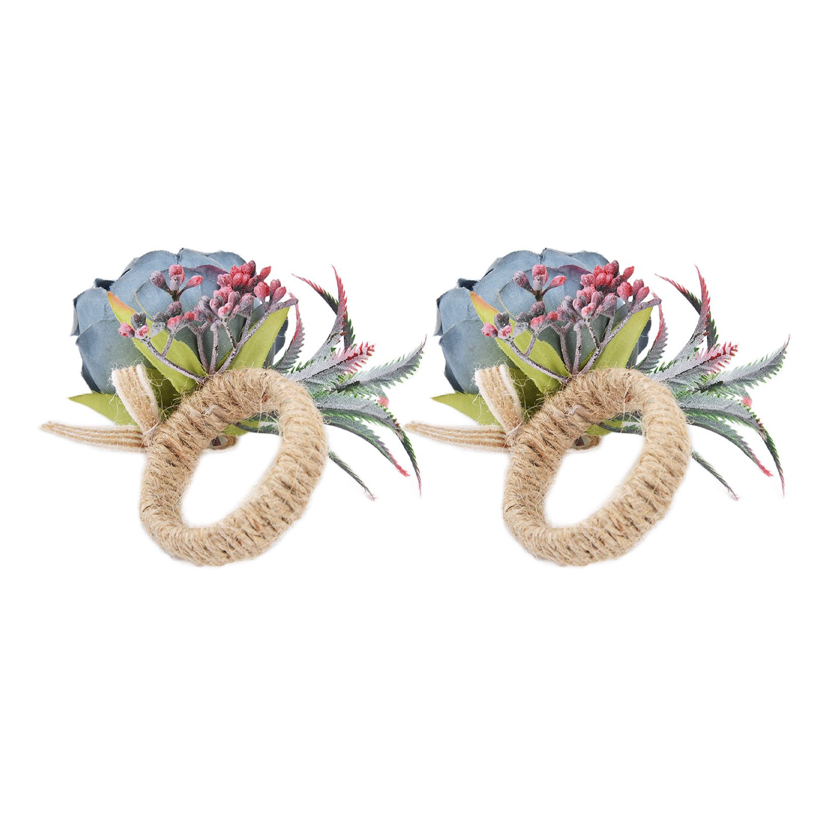 2Pcs Innovative Napkin Buckle Simulation Flower Napkin Ring Holder for Hotel RestaurantBlue — image 6