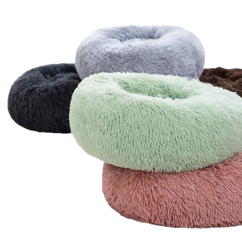 Qianxun pets Round Plush Pet Bed 40 cm Light gray Diameter 60 cm — image 4