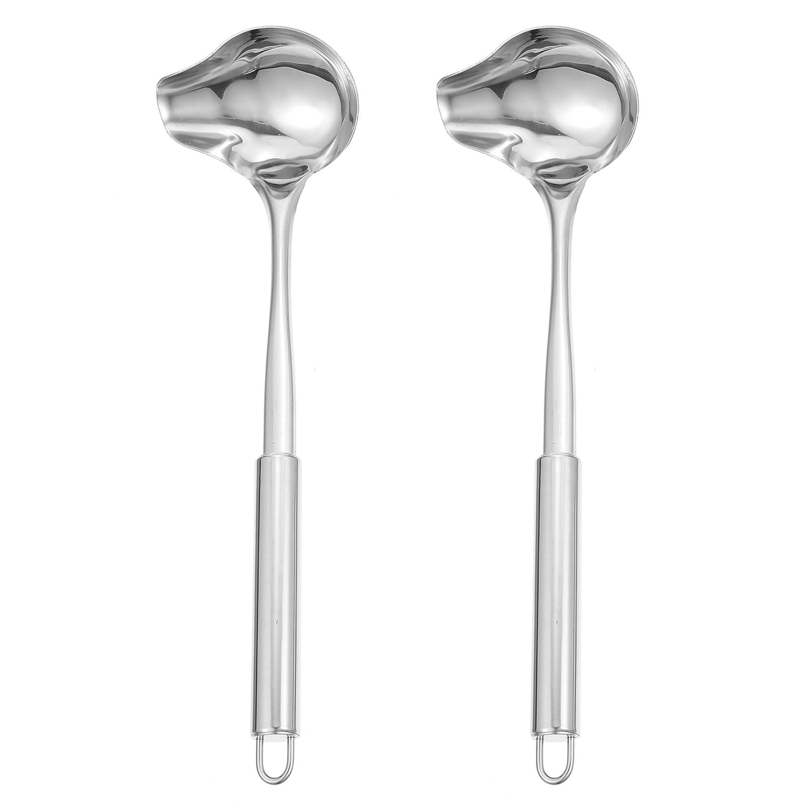 2pcs Stainless Steel Sauce Drizzle Spoon with Spout Duckbill Sauce Spoons Serving Soup Ladle for Spooning Dressings Kitchen