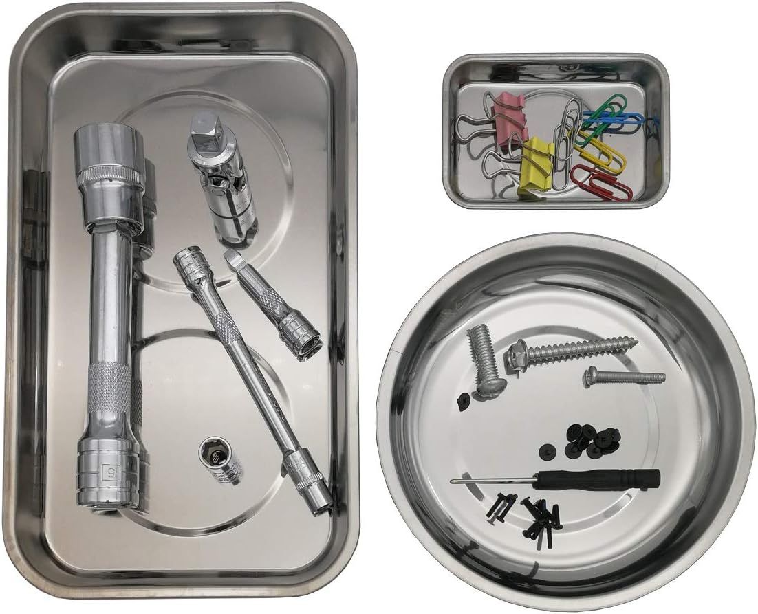 Magnetic Tray Holder 3pc,for Socket Screw Nuts Bolts Metal Parts,Extra Strong Magnet,Thickened Tray,Stainless Steel — image 4