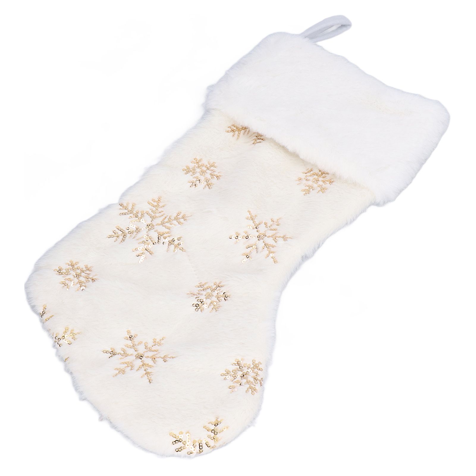 Polyester Christmas Stocking Pendant with Embroidery Snowflake Pattern Xmas Tree Decoration OrnamentGold โ image 5