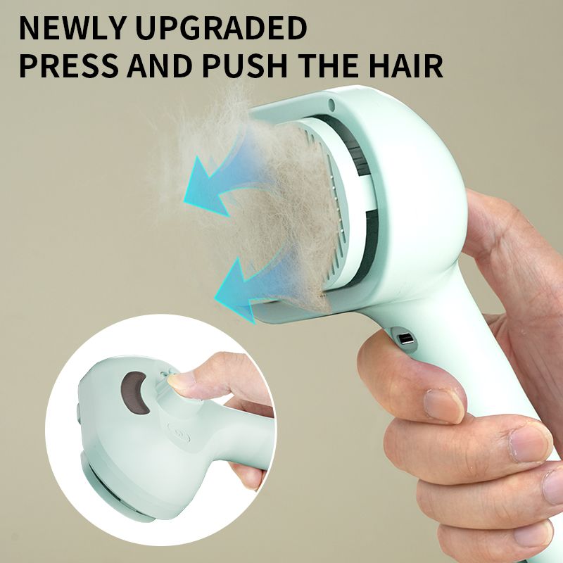 Rechargeable Pet Massage Comb with Spray, Anti-Shedding, Detangling, and Cleaning Comb - Green — image 5