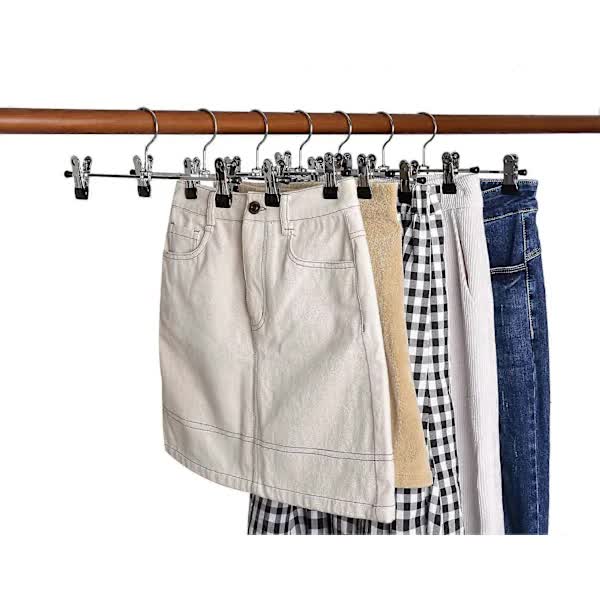 40cm Chrome Iron Clothes Hangers with Non-Slip Clips, 10-Pack Metal Trouser Hangers for Pants Shorts Skirt Socks Underwear, Silver — image 5