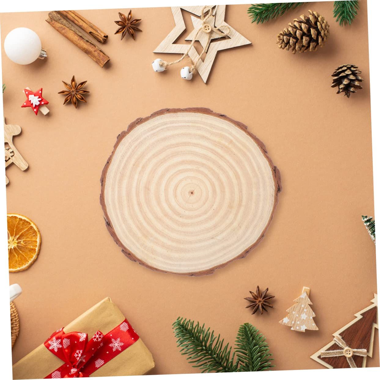 Wooden circles and bark wooden circles are used for crafts, while tree pieces are used for DIY crafts, rural wedding decorations — image 4